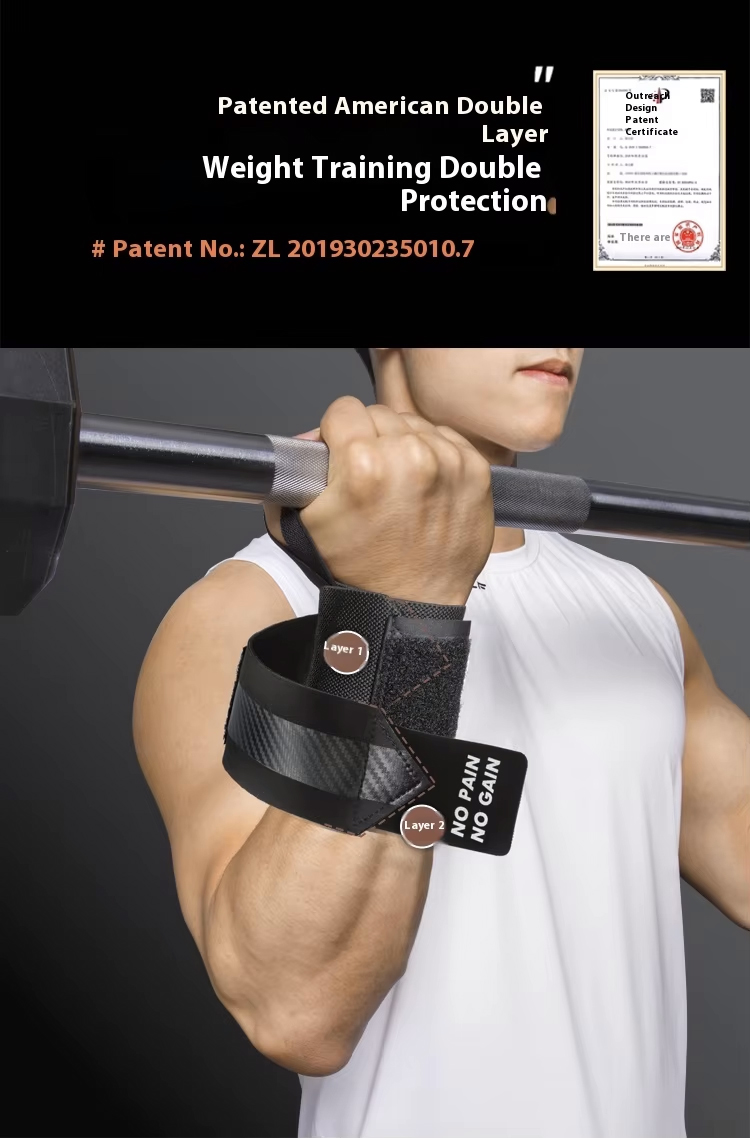 Gym Wrist Wraps Straps Double Layer Thumb Loop with Weight Lifting Protective Pad thumbnail 4